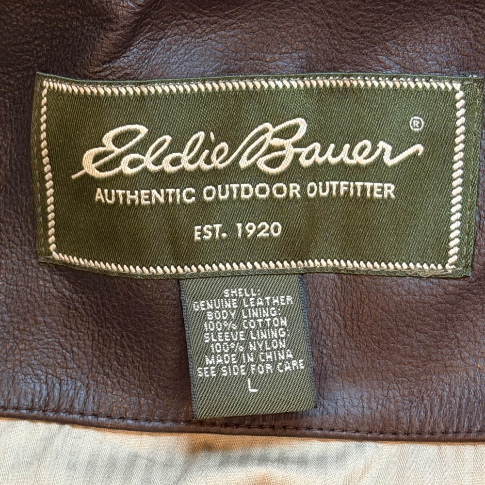 Eddie Bauer Men's Dark Brown Leather Jacket - Picture 3 of 12